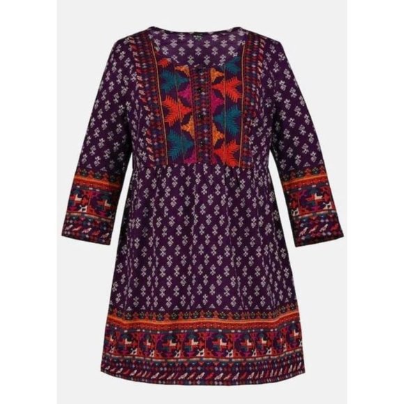 Ulla Popken Sofia Bright Graphic Knit Tunic 6X A-Line Empire Waist - Picture 1 of 5